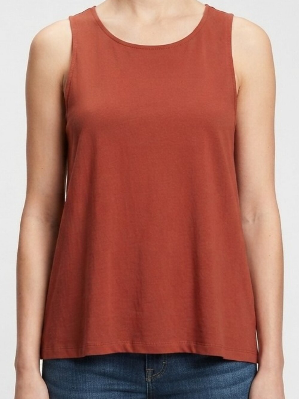 Anthropologie Rust Orange Terracotta Scoop Neck Sleeveless Knit Tank Top Small